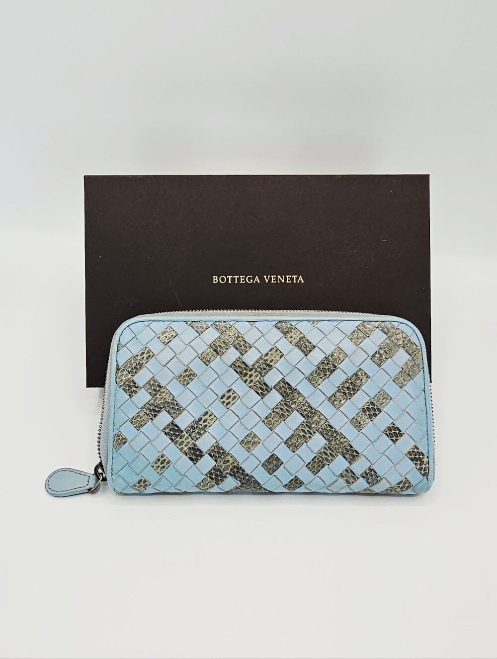 Bottega Veneta Intrecciato Nappa Leather and Snakeskin Zip Around Wallet